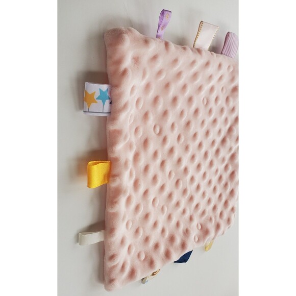 Pink Minky Dot Lovey Sensory Tags Baby Security Blanket Plush Soft Toy - Picture 5 of 5